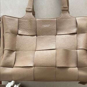 Tan Woven Leather Tote Bag